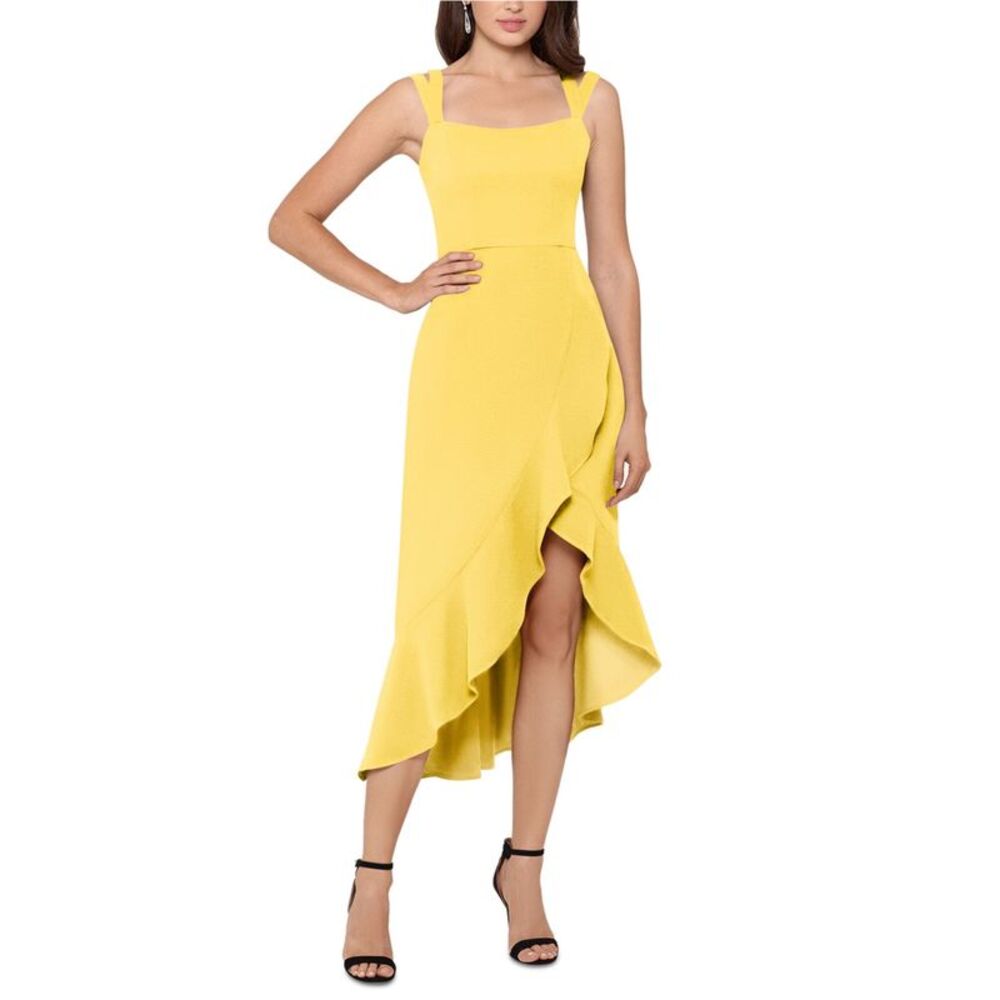 XSCAPE Womens Solid High-Low Dress, NWT